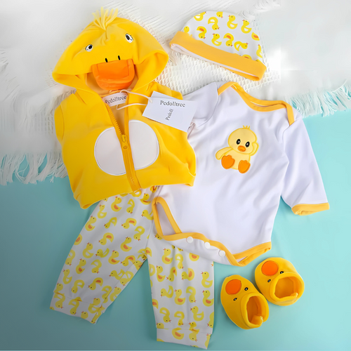 Set Di Vestiti Per Bambole 17 Cm – Salopette Arcobaleno, Maglietta Bianca E Cappello A Secchiello Pois (colore Giallo)