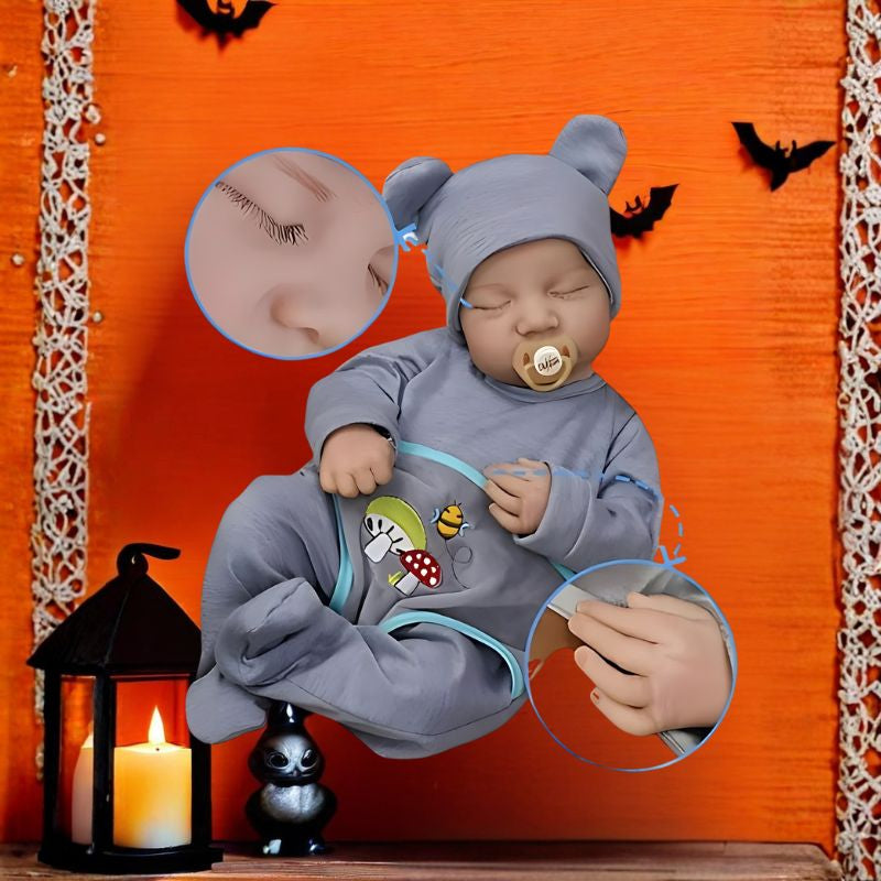 Bambola reborn realistica occhi chiusi 50cm 100% vinile/silicone - THEO