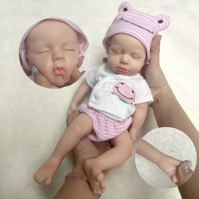 Bambola reborn 31cm occhi chiusi 100% silicone morbido - bebe reborn full silicone