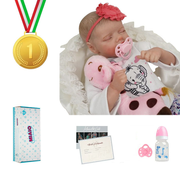 Bambola reborn capelli dipinti a mano 43cm MANDY