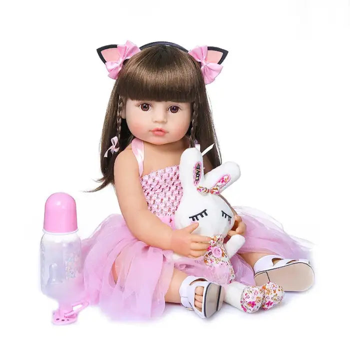 Poupee reborn fille cheveux longs Esmee 1 cadeau offert