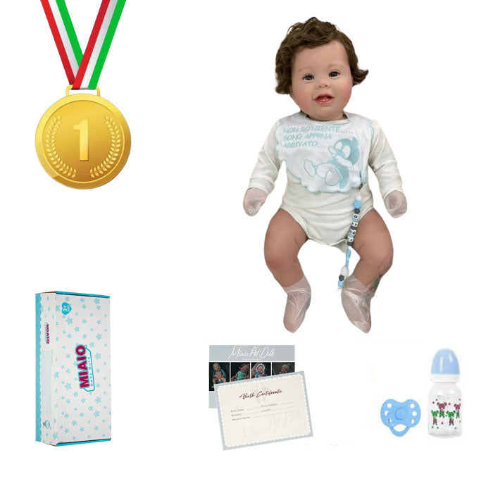 Grande bambola reborn maschio 60cm TOM regalo offerto