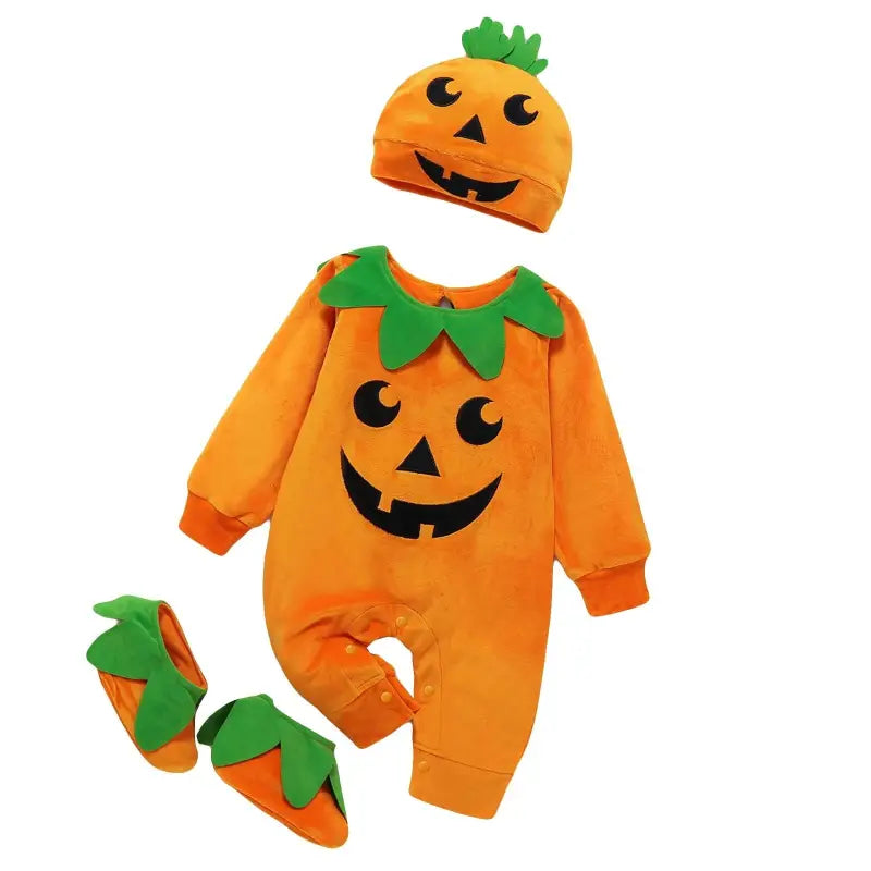 Pigiama costume Halloween bambola reborn - Zucca neonata / vestiti per bambole reborn con capello e pantofole