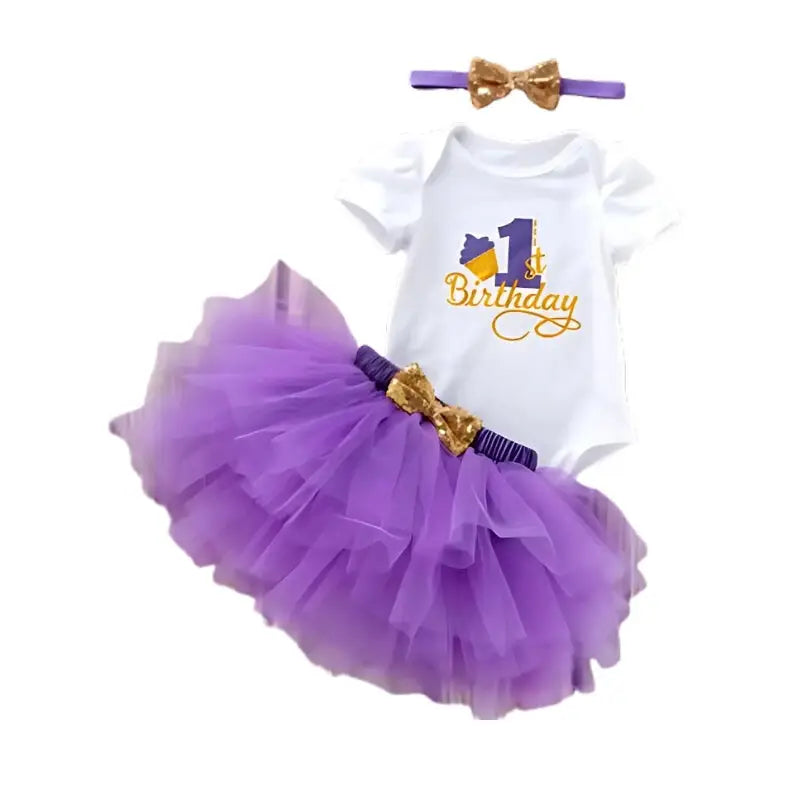 Set 3 pezzi reborn viola - Il mio primo compleanno