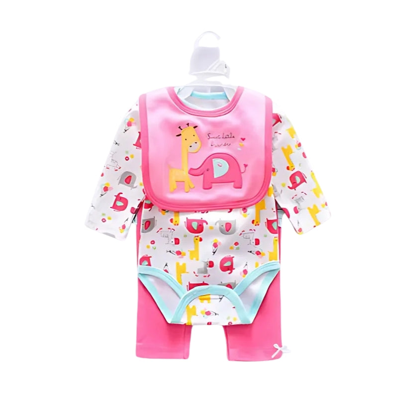 Set di abbigliamento reborn - giungla rosa / vestiti per bambole reborn femmine / bavaglino + pantalone + body + calzini per vestire le bambole reborn