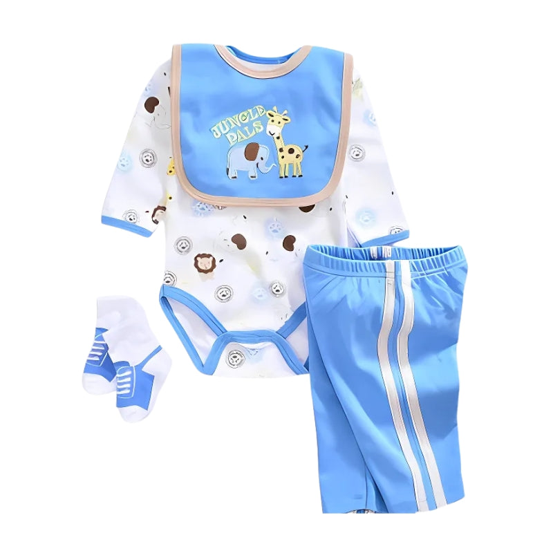Set di vestiti reborn - Safari blu / vestiti per bambole reborn maschio / bavaglino + pantalone + body + calzini per vestire le bambole reborn