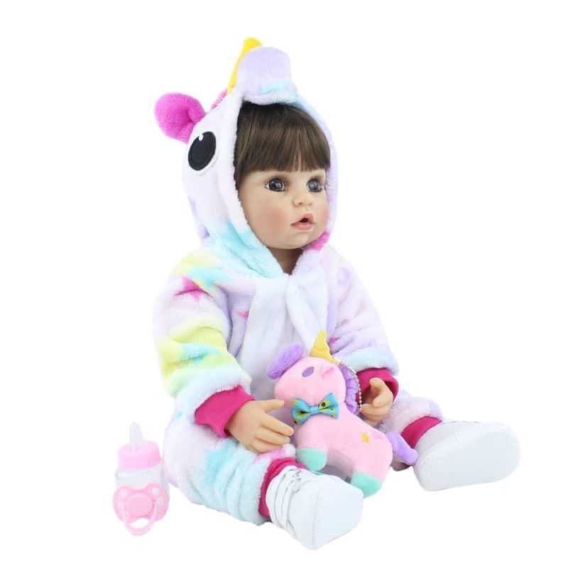 Bambola reborn femmina - Bianca ; bambola reborn toddler (silicone) ; bambola unicorno