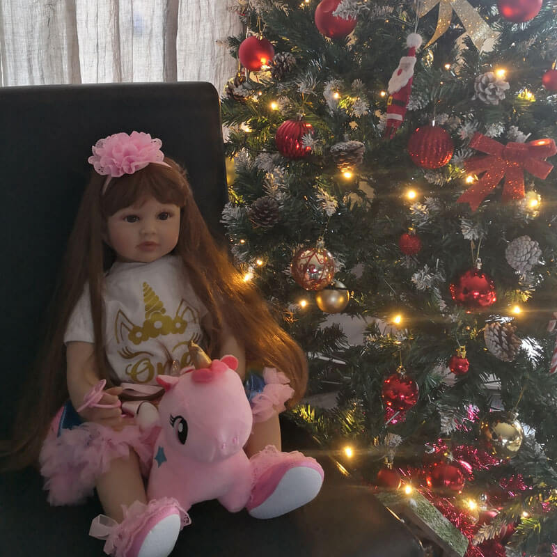 bambola-reborn-grande-peluche-unicorno-ariel-regnoreborn / bambola reborn femmina con vestiti unicorno / regnoreborn