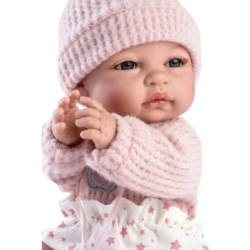 Bambola neonato reborn 34cm con berretto e cestino - ISADORA