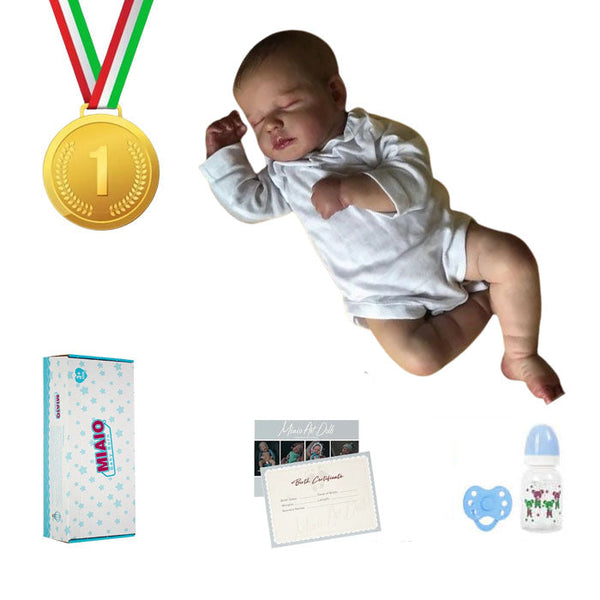 Poupées garçon simulées Reborn Bébés réalistes Arc-en-ciel 18 pouces Poupée bébé nouveau-né endormi