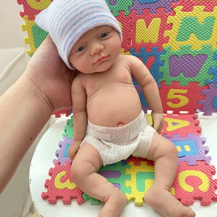 Bambola reborn 32cm neonato prematuro full silicone morbido