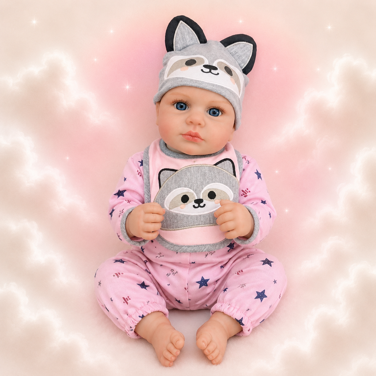 Bambola reborn femmina occhi aperti 45 cm / 1 kg 100% vinile  – EMMA