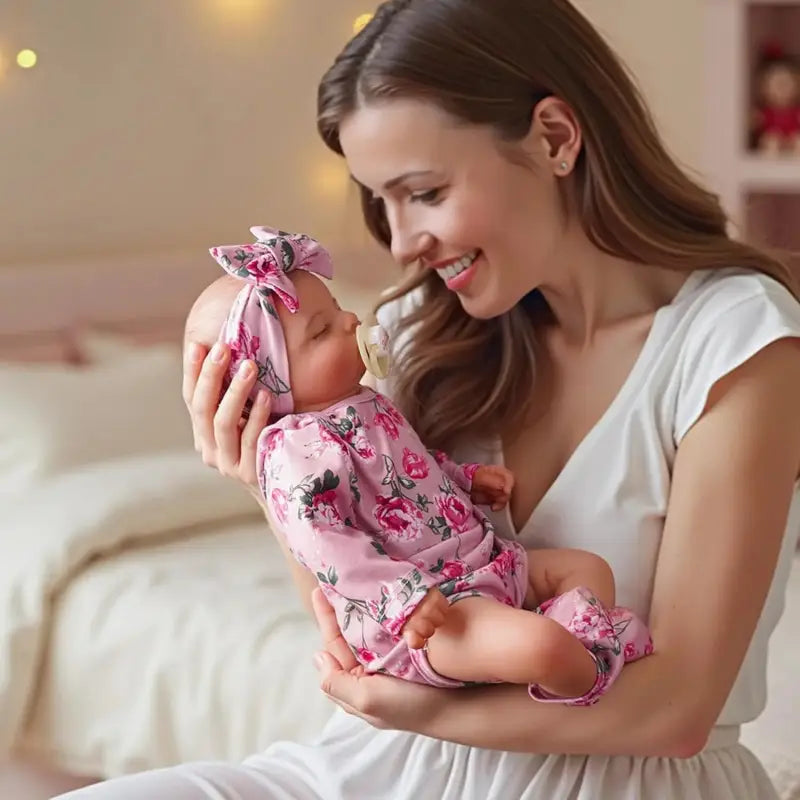 Bambola reborn femmina 50cm con gli occhi chiusi dal volto