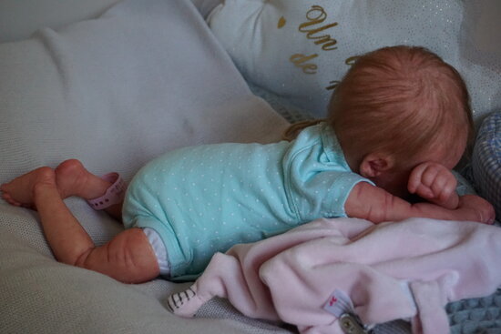 Bambola reborn femmina addormentata Louise - by Linde Sherer / neonata reborn femmina / bambola reborn appena nata