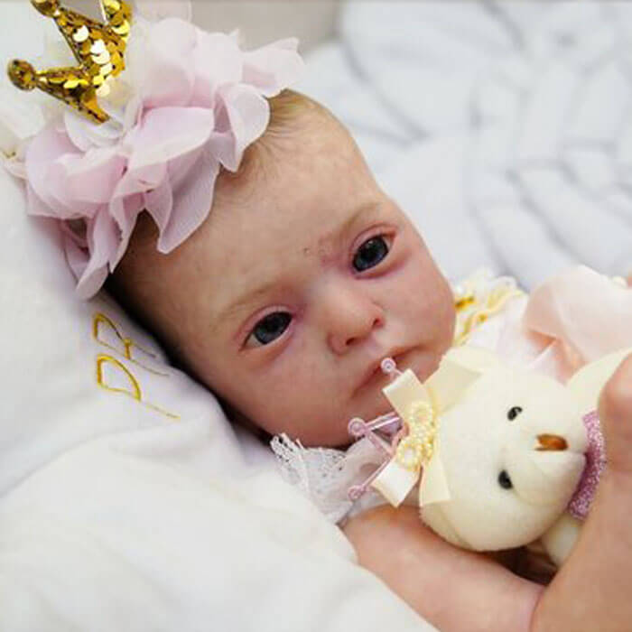 Bambola reborn femmina neonato Ana by Gudrun Legler / neonato reborn femmina occhi aperti / bambolotto reborn capelli dipinti a mano
