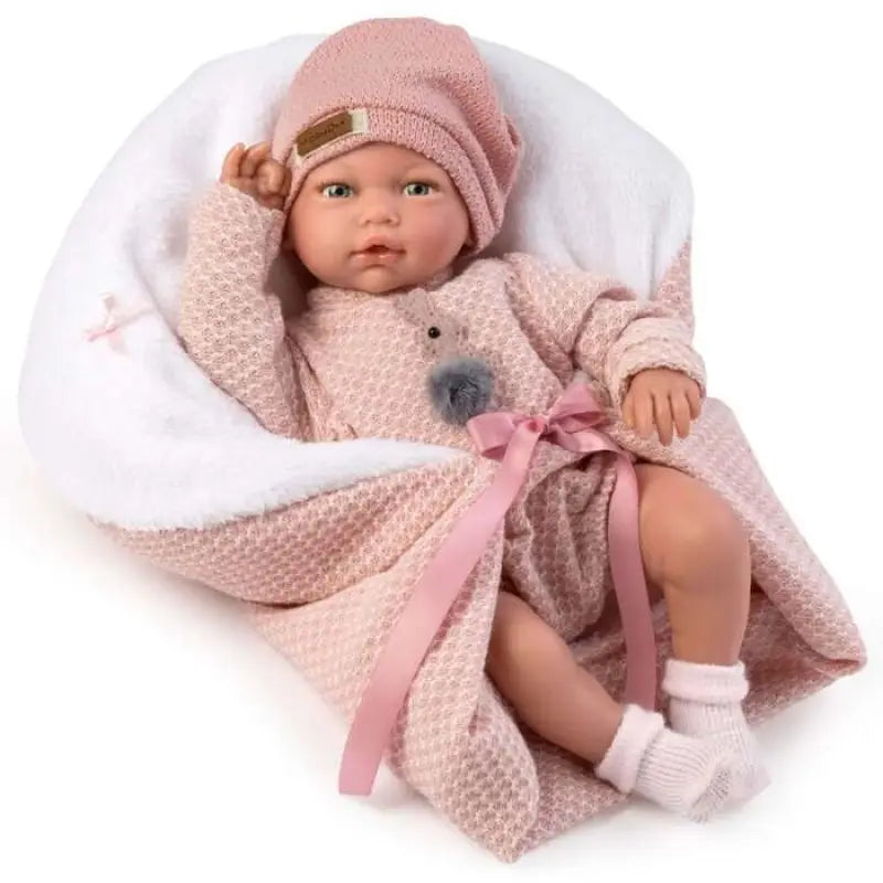 bambola-reborn-femmina-blanca che emette un suono / bébé reborn blanca qui émet un son d'enfant quand on appuie sur le ventre
