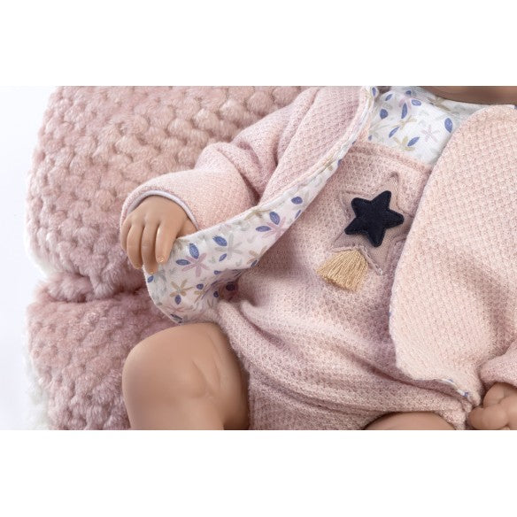 Bambola Reborn femmina Jimena 38 cm giacca di lana rosa