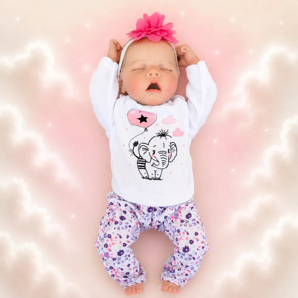 bambola reborn femminuccia 45cm che dorme con la bocca aperta e che sembra una bimba vera