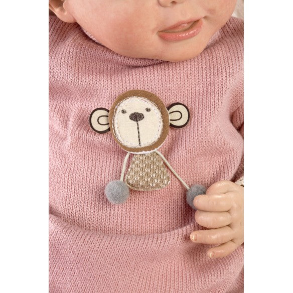 Bambola Reborn Sofia 46cm tutina di lana rosa