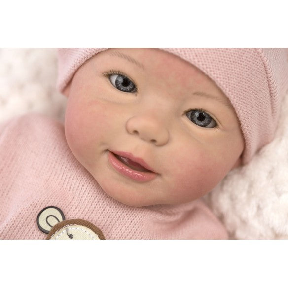 Bambola Reborn Sofia 46cm tutina di lana rosa