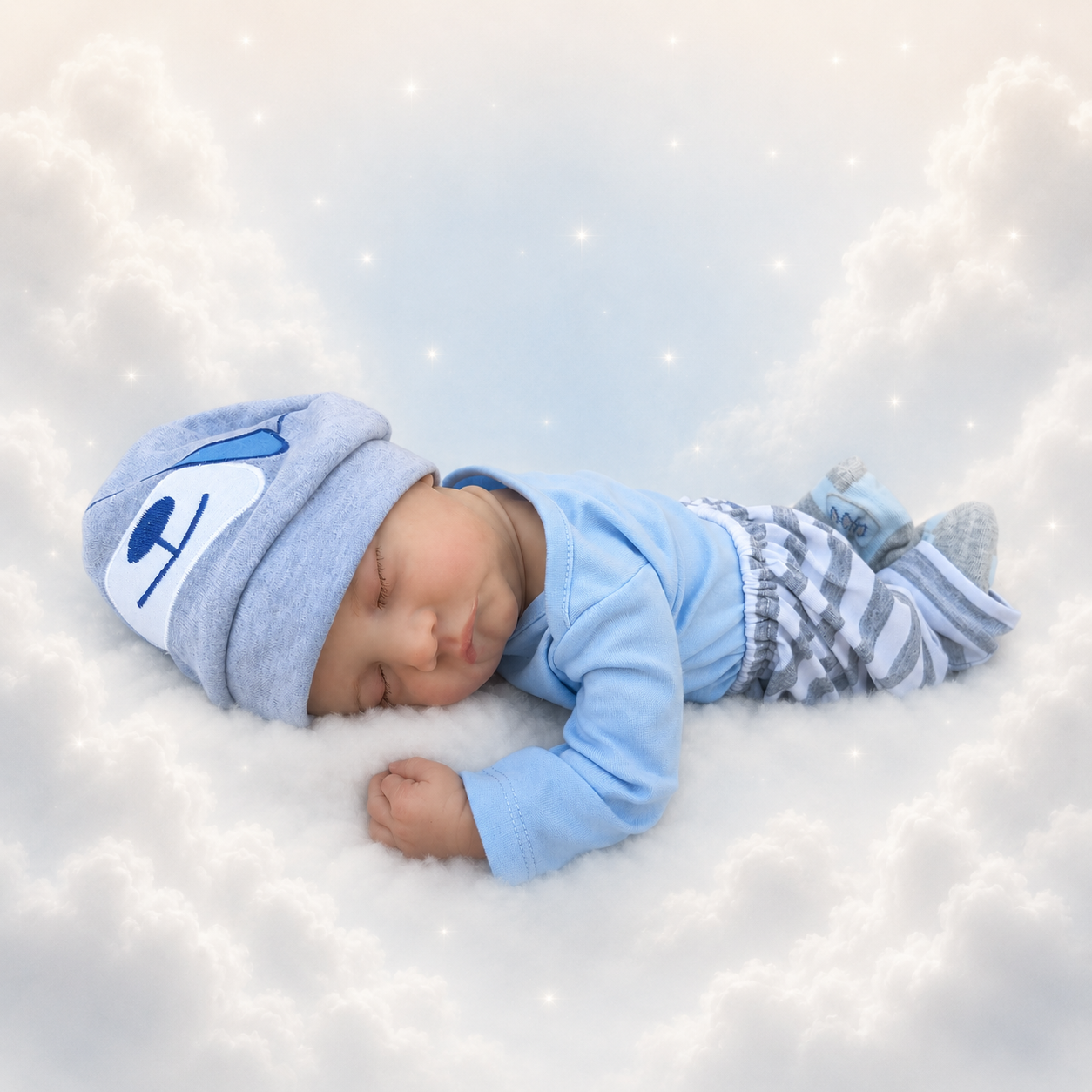 bambola reborn maschietto di 45cm per bambini, sembra un vero neonato addormentato che se morde le labbra