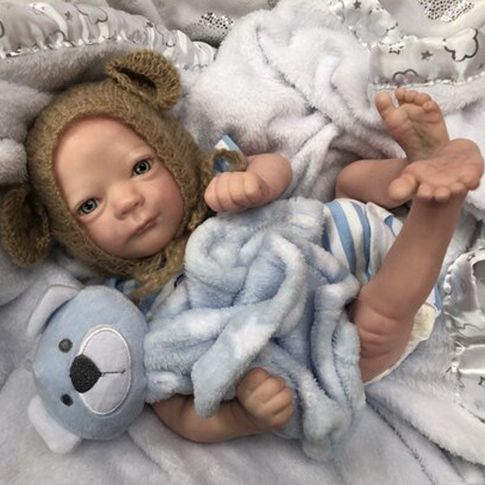 Bambola reborn maschio piccola - Ashton by Realborn / neonato reborn maschio che sembra un bambino vero / bambola che sembra vera in vinile morbido