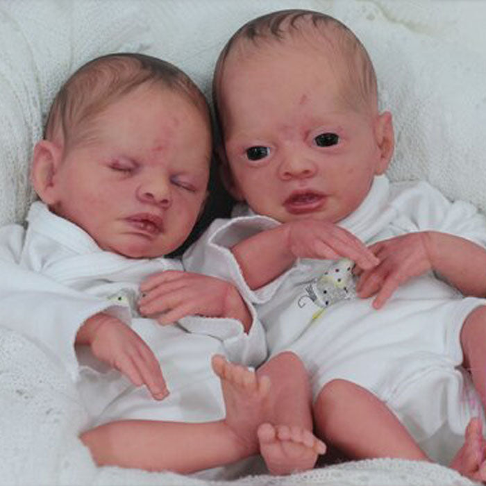 Bambole reborn gemelli femmine/maschio - Ellie e Elias / neonati reborn gemelli / bambole che sembrano vere gemelli in silicone morbido