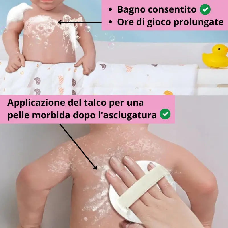 Bambole reborn gemelli occhi chiusi 32cm in silicone / Neonati reborn che puo fare il bagno / Applicazione del talco per la cura della bambola reborn dopo il bagno