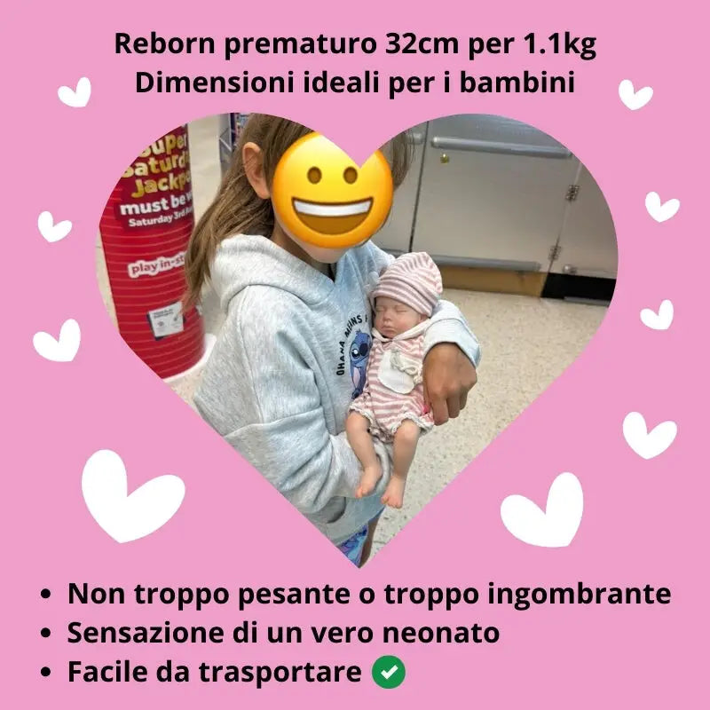 Bambole reborn gemelli occhi chiusi 32cm per 1.1kg in silicone / Dimensioni ideali per i bambini / sensazione di un vero neonato tra le bracciae facile da trasportare