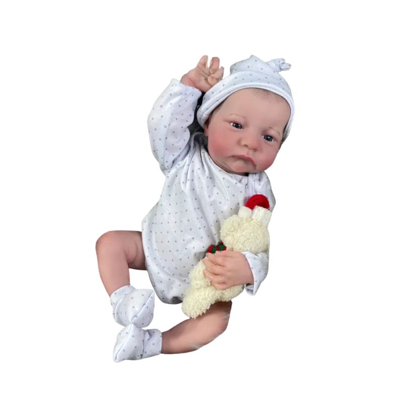 Neonato reborn maschietto 45cm occhi aperti 100%