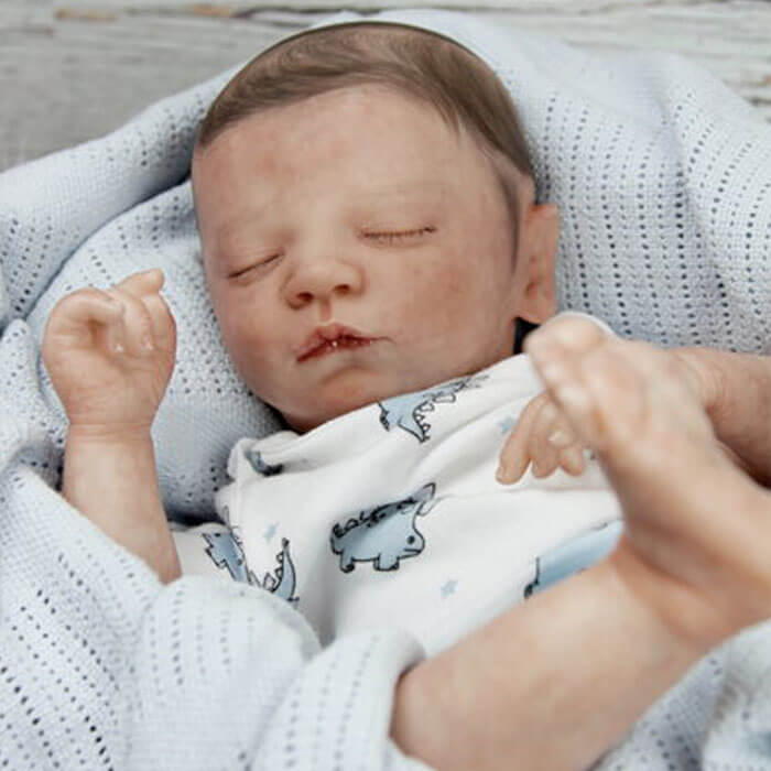 Neonato reborn maschio Christopher by Realborn / bambola reborn maschio occhi chiusi / bambolotto reborn maschio che sembra un bambino vero
