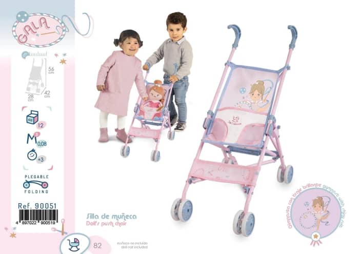 Meppi Passeggino Per Bambole Lollipop In Legno - Made In Germany, Ruote Gommate, Tettuccio Apribile, Per Bambole Fino A 40 Cm
