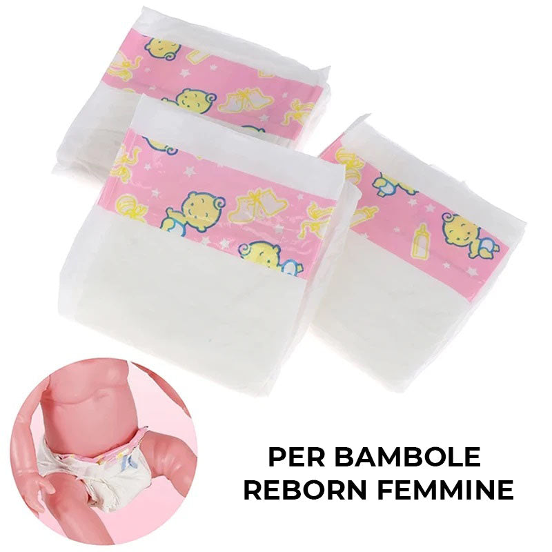 Set di 3 pannolini per bambole reborn femmine/maschio