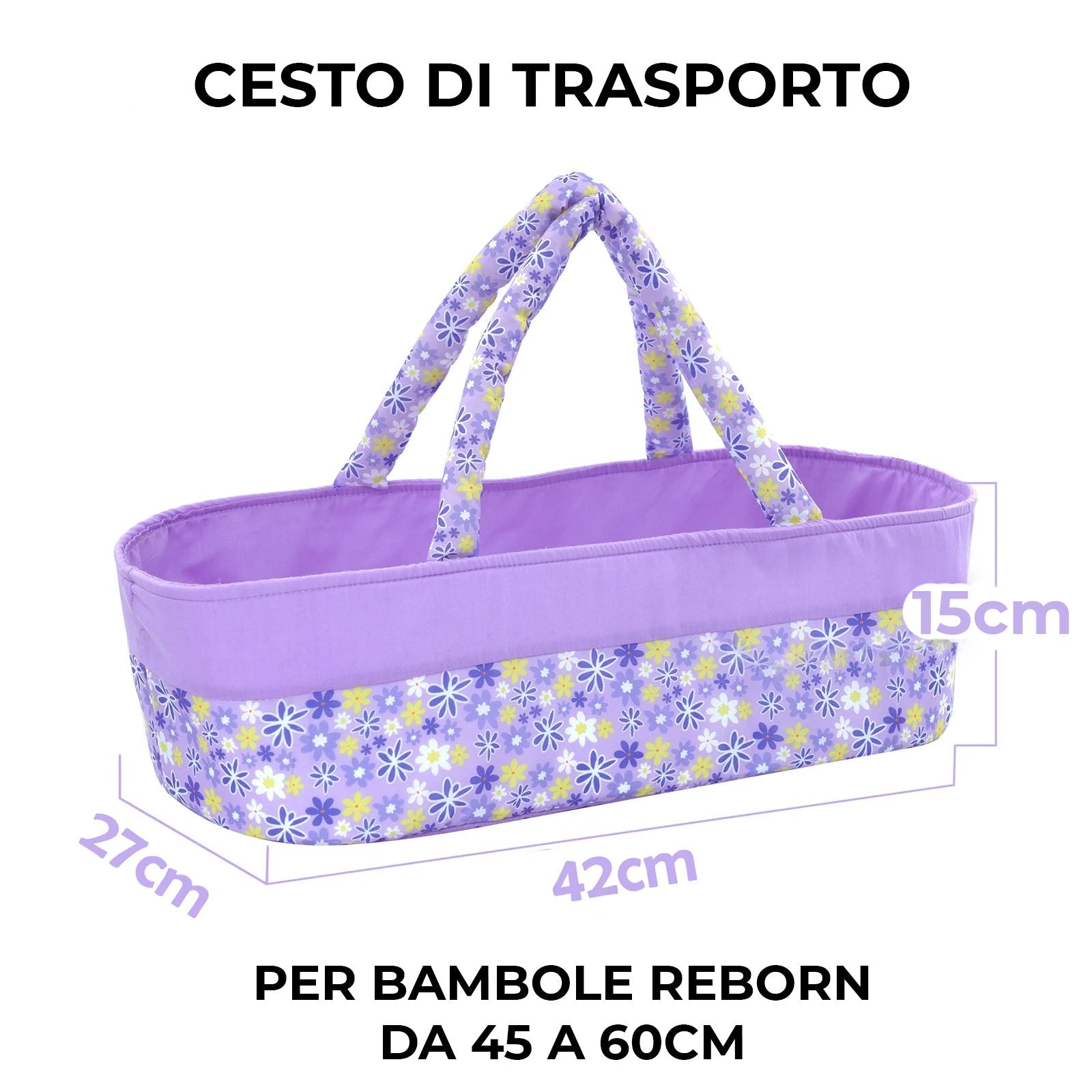 Set x7 accessori unicorno per bambole reborn / cesto da trasporto per bambole reborn femmine e maschio