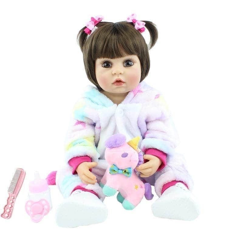 Bambola reborn femmina - Bianca ; bambola reborn silicone (toddler) ; bambola unicorno