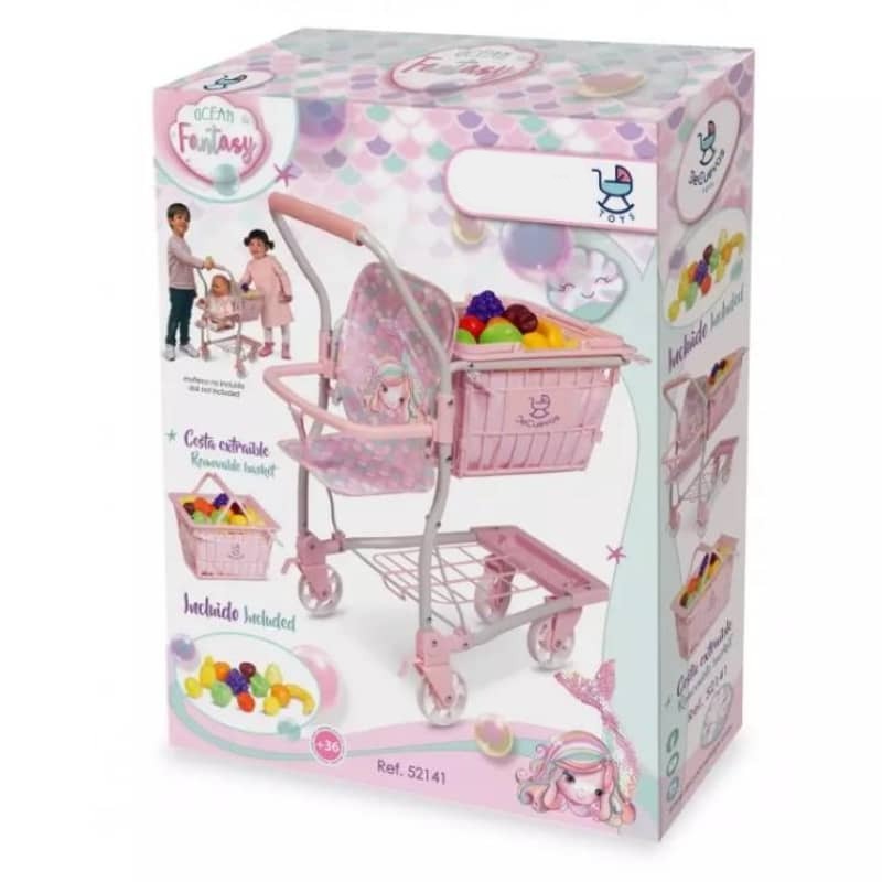 Carello giocattolo 2 in 1 per bambole reborn / Passeggino giocattolo / Carello della spessa per bambini / Carello passeggino per fare il shopping